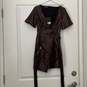 Brown leather dress